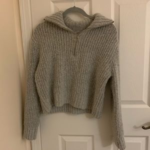 gray quarter zip sweater